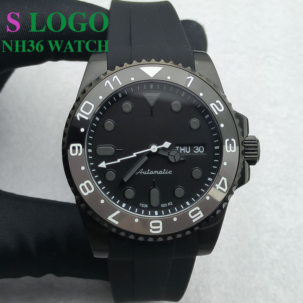Stainless Bracelet Diver - 40MM NH36 시계 블랙 남성용 스테인레스