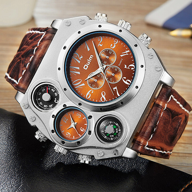 Leather Watch Band Men - 새로운 모델 OULM 시계 남자 석영