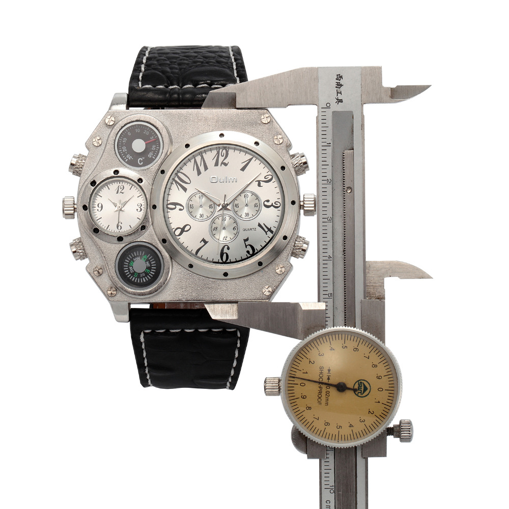 새로운 모델 OULM 시계 남자 석영 스포츠 가죽 스트 - Leather Watch Band Men 리뷰 및 가격