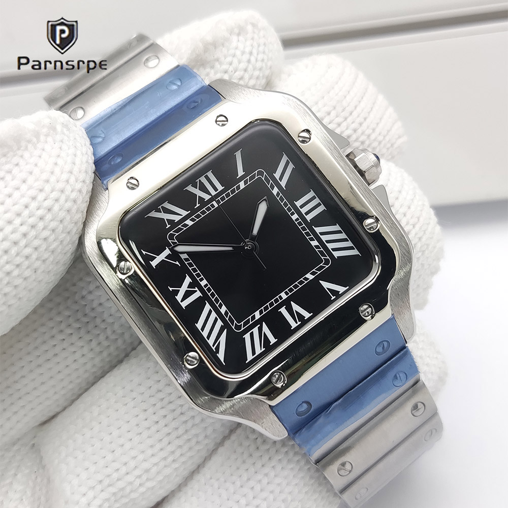 남성용 시계 사각형 케이스 새로운 NH35 시계 자동  - Cartier Watch Tank 리뷰 및 가격